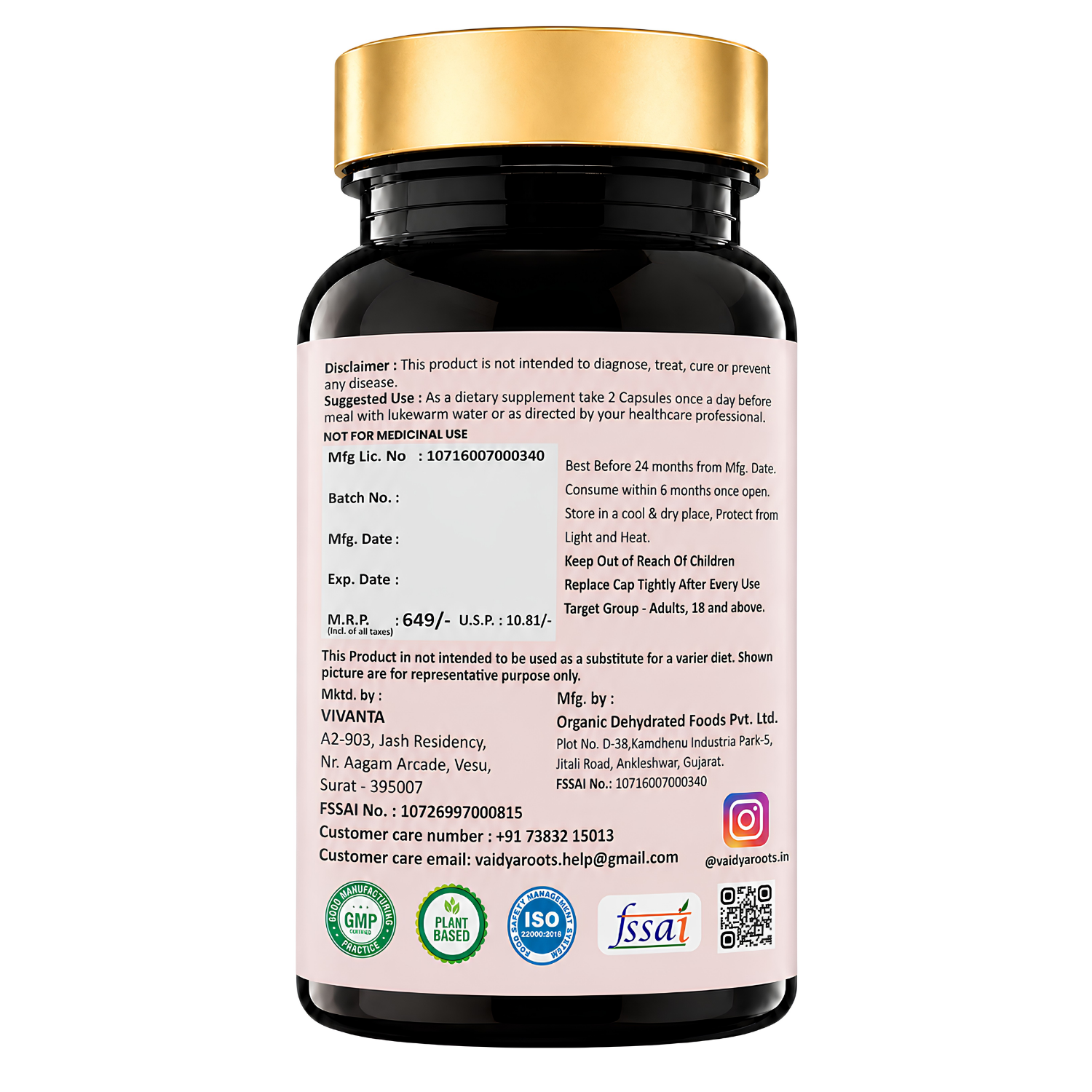 VaidyaRoots Beetroot Capsules | Nitric Oxide Booster & Stamina