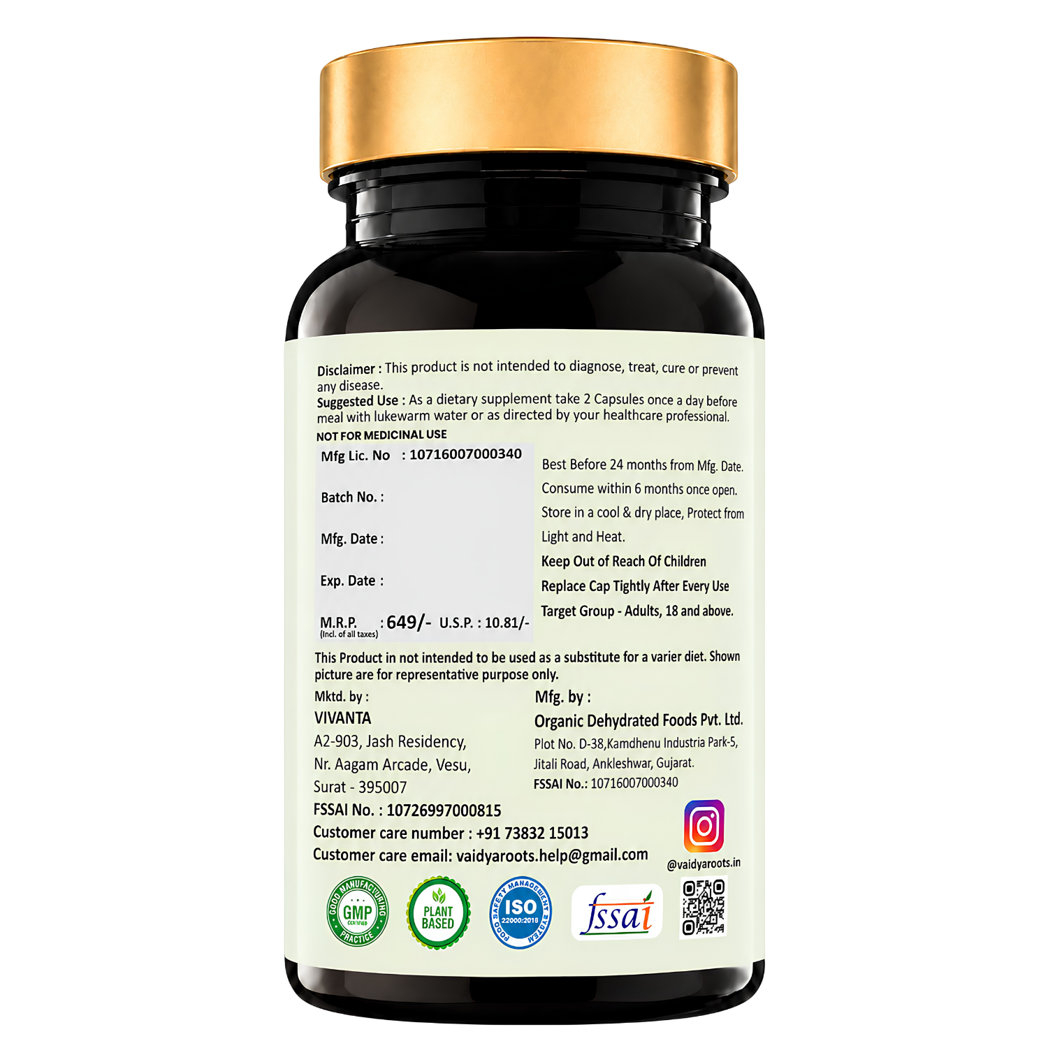 VaidyaRoots Amla Capsules | Concentrated Vitamin C & Immunity Support