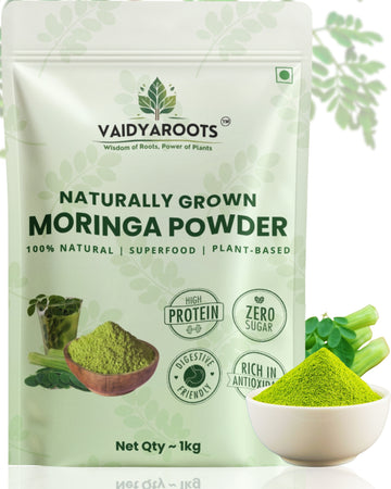 VaidyaRoots Moringa Leaf Powder – 1kg | Superfood for Energy, Immunity & Detox