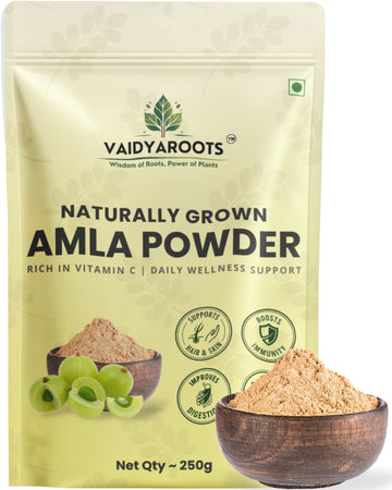VaidyaRoots Amla Powder (Indian Gooseberry) | 100% Natural & Pure | Rich in Vitamin C | For Hair, Skin, Immunity & Digestion | No Additives, Chemical-Free