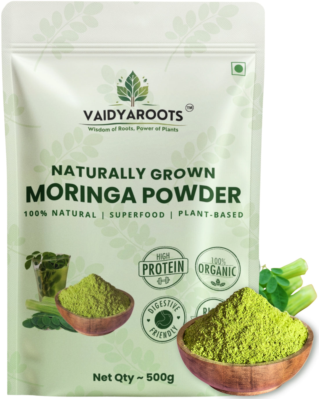 VaidyaRoots Moringa Leaf Powder – Feel Natural Energy Daily | Supports Filling Hidden Nutrient Gaps | 100% Pure & Lab-Tested Superfood