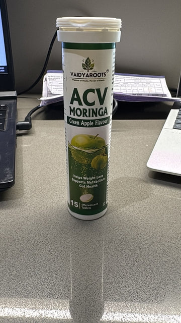 VaidyaRoots ACV Moringa Effervescent Tablets Front View