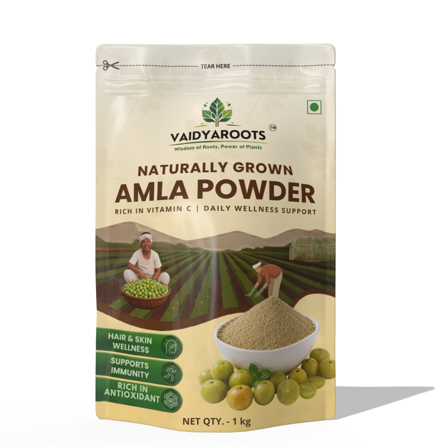 VaidyaRoots Amla Powder Front View