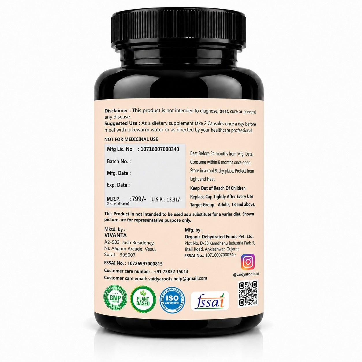VaidyaRoots Ashwagandha Capsules View 2