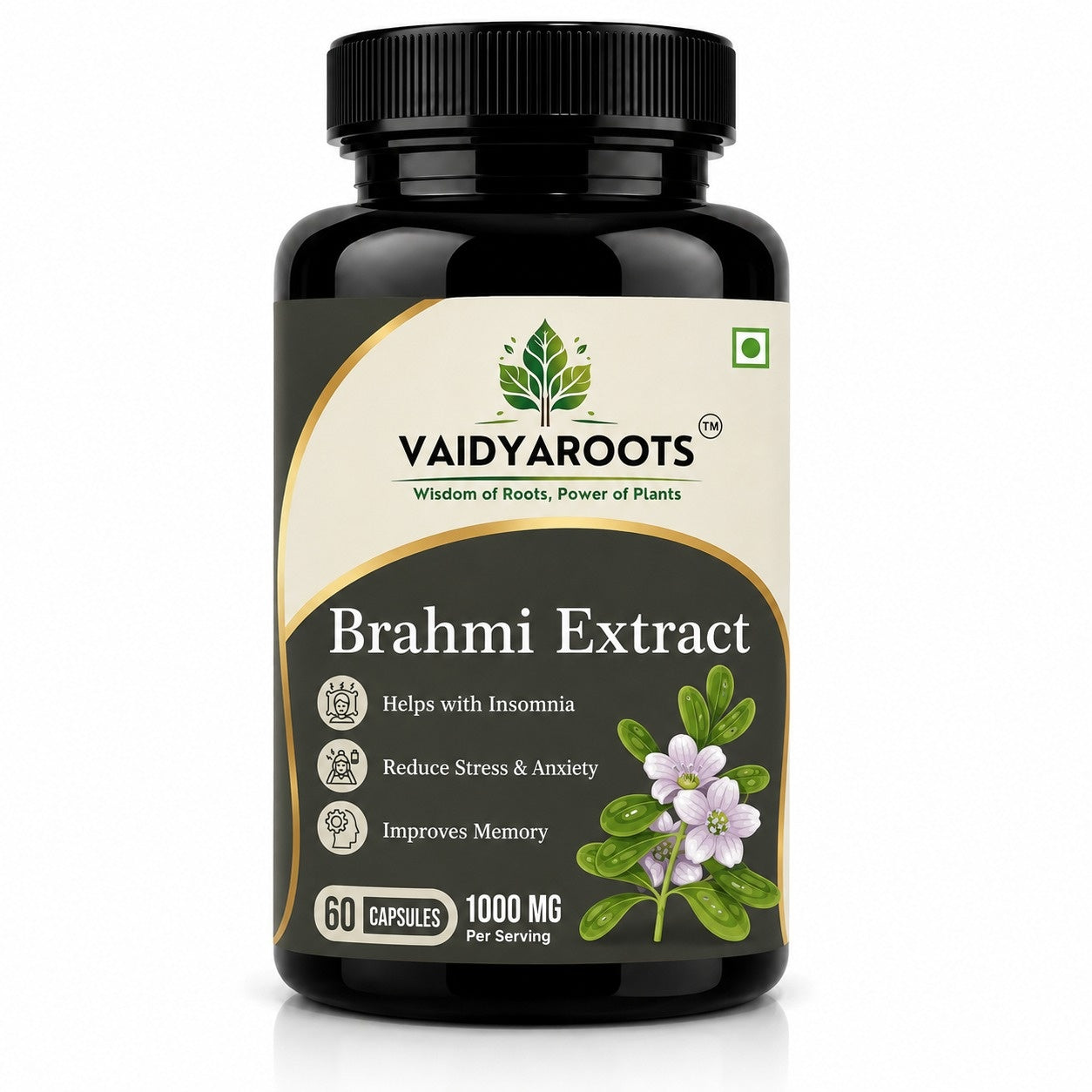 VaidyaRoots Brahmi Capsules Front View