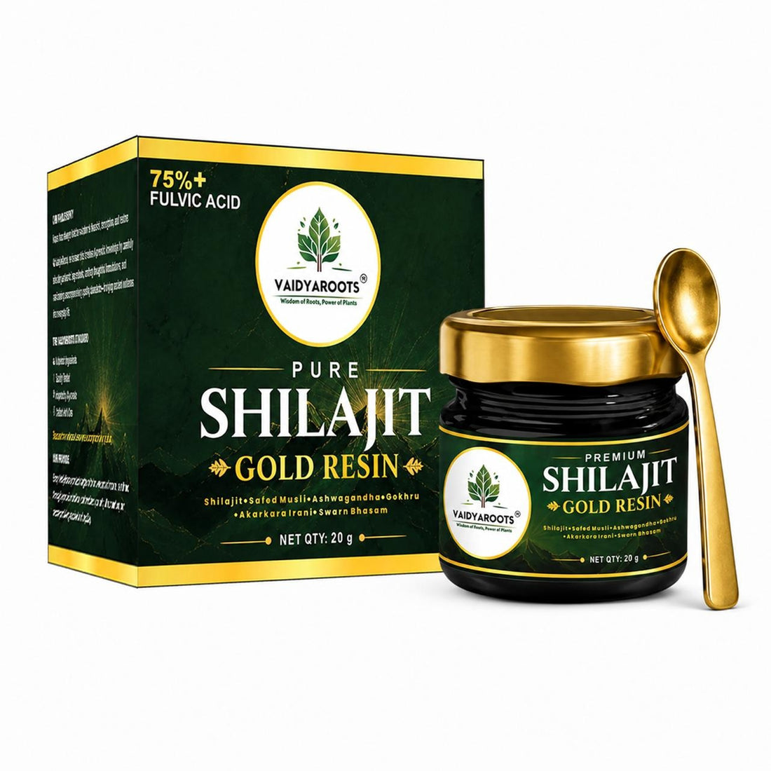 VaidyaRoots Shilajit Gold Resin Front View